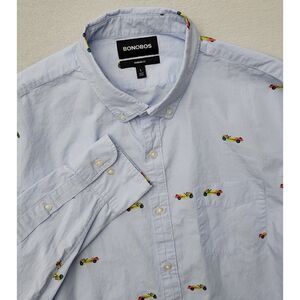 Bonobos Mens Washed Button Down Shirt Standard Fit LS Toy Racer Inferno Large